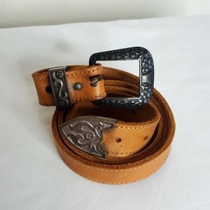 Unbranded brown leather western belt 37" long